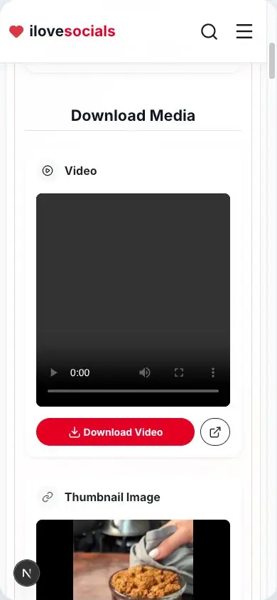 Pinterest video download result showing the real MP4 preview player